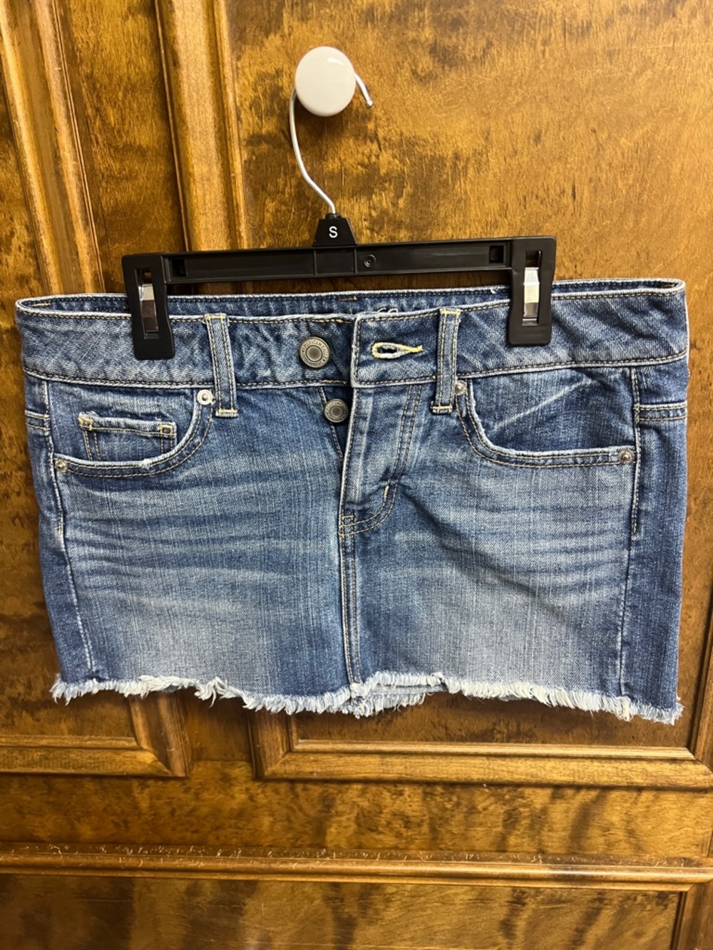 American Eagle Outfitters Distressed Blue Denim Mini Skirt
